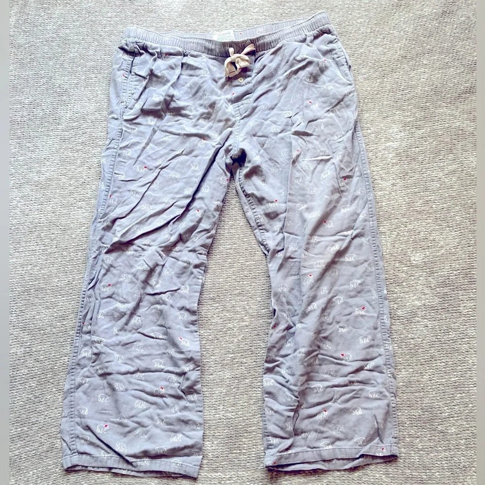 J. Crew Polar Bear Pajama Pants Cotton Flannel‎ Christmas Holiday Red Hats XL